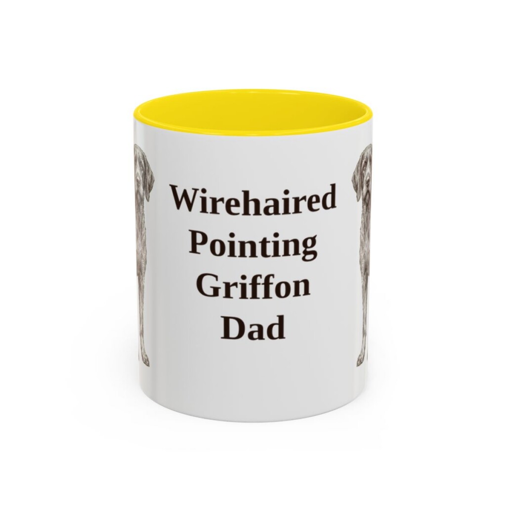 11oz Wirehaired Pointing Griffon Dog Dad Mug, Yellow, front view