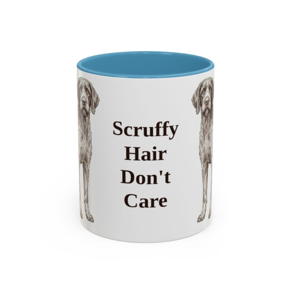 11oz Funny Wirehaired Pointing Griffon Mug, Light Blue, front view