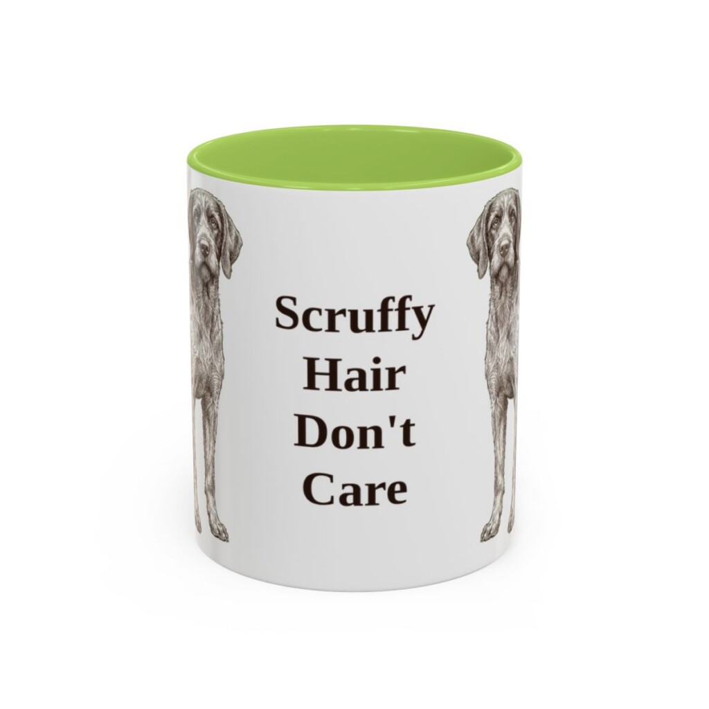 11oz Funny Wirehaired Pointing Griffon Mug, Light Green, front view
