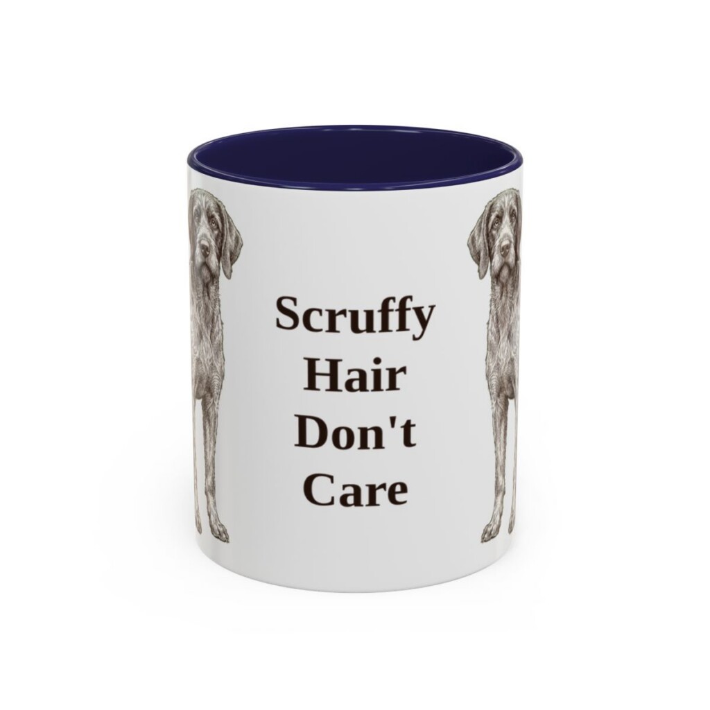 11oz Funny Wirehaired Pointing Griffon Mug, Navy, front view