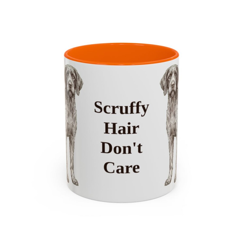 11oz Funny Wirehaired Pointing Griffon Mug, Orange, front view