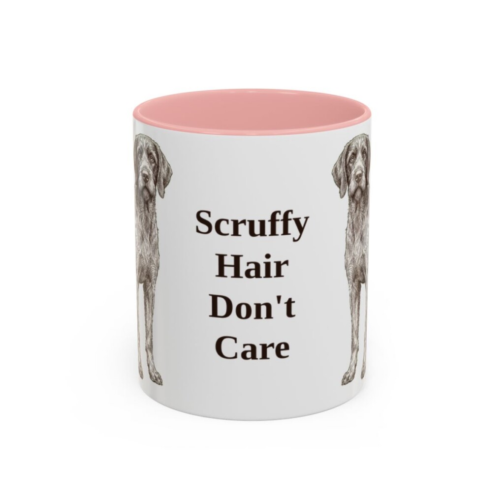 11oz Funny Wirehaired Pointing Griffon Mug, Pink, front view