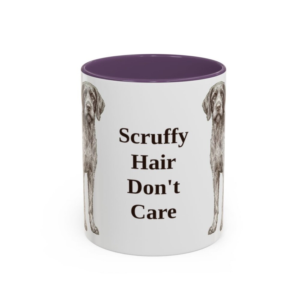 11oz Funny Wirehaired Pointing Griffon Mug, Purple, front view