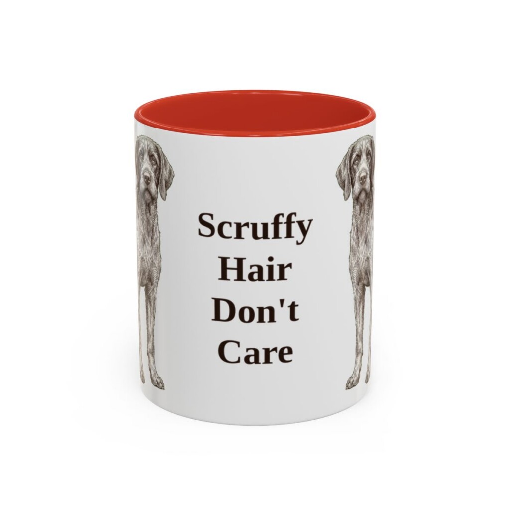 11oz Funny Wirehaired Pointing Griffon Mug, Red, front view