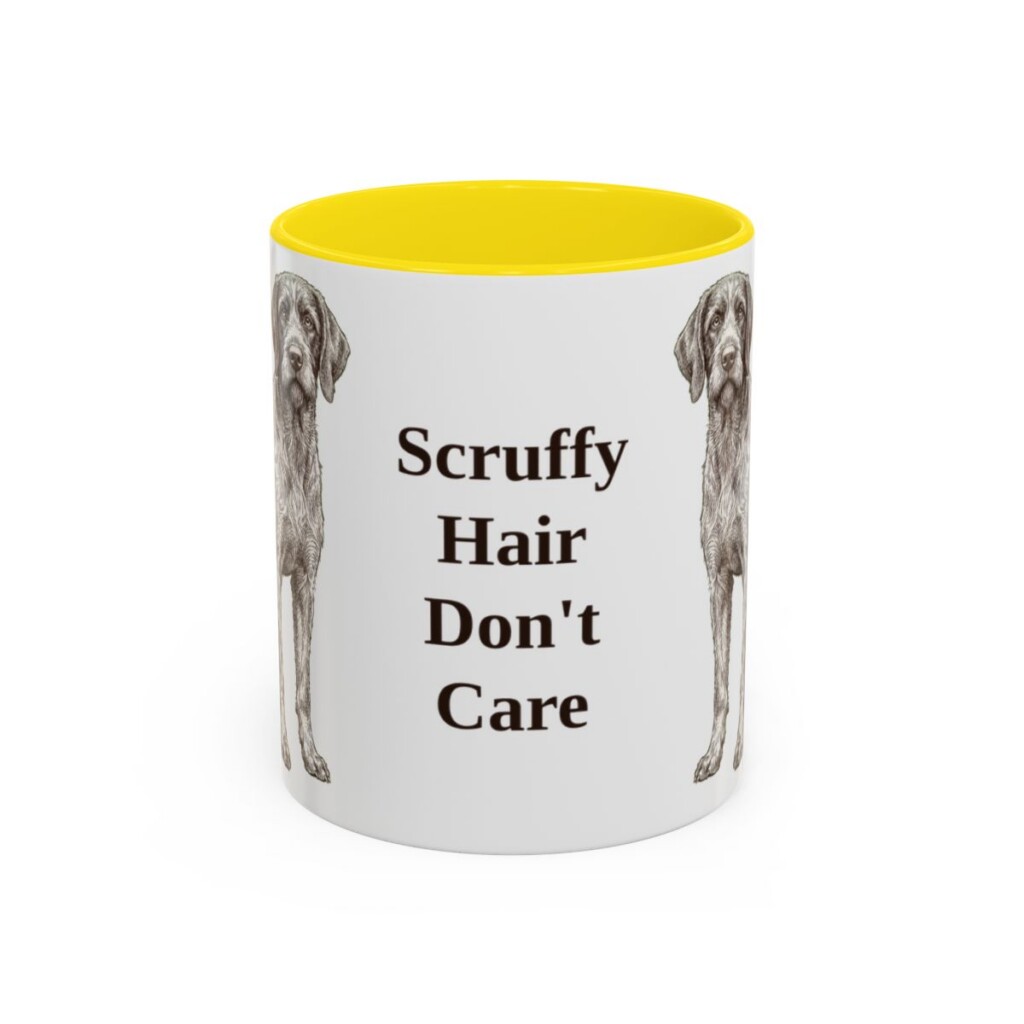 11oz Funny Wirehaired Pointing Griffon Mug, Yellow, front view