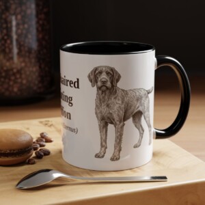 11oz Wirehaired Pointing Griffon Latin Mug, Black, lifestyle photo