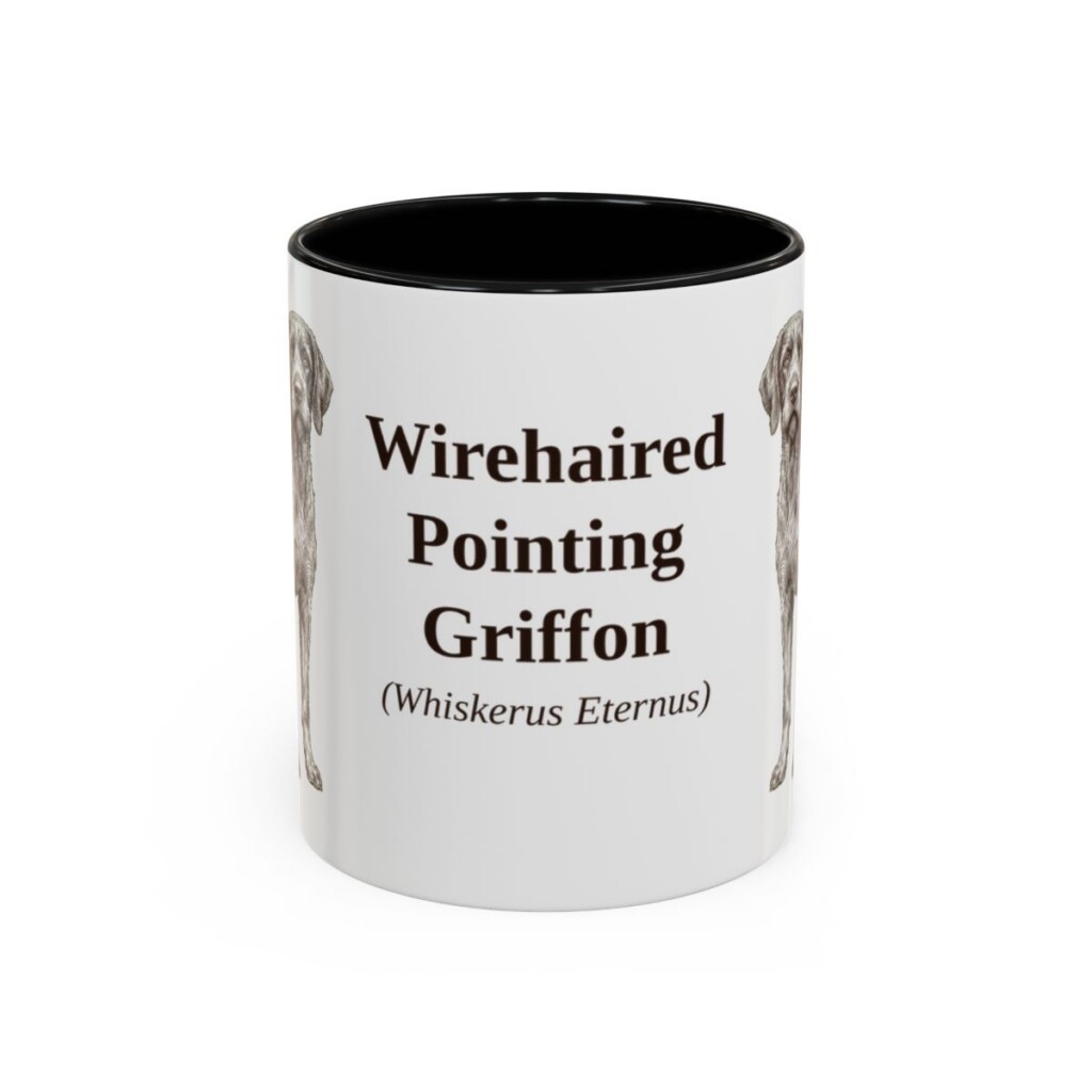 11oz Wirehaired Pointing Griffon Latin Mug, Black, front view