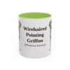 11oz Wirehaired Pointing Griffon Latin Mug, Light Green, front view