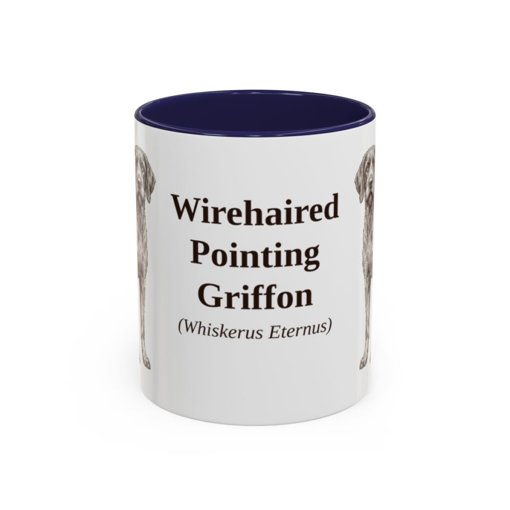 11oz Wirehaired Pointing Griffon Latin Mug, Navy, front view