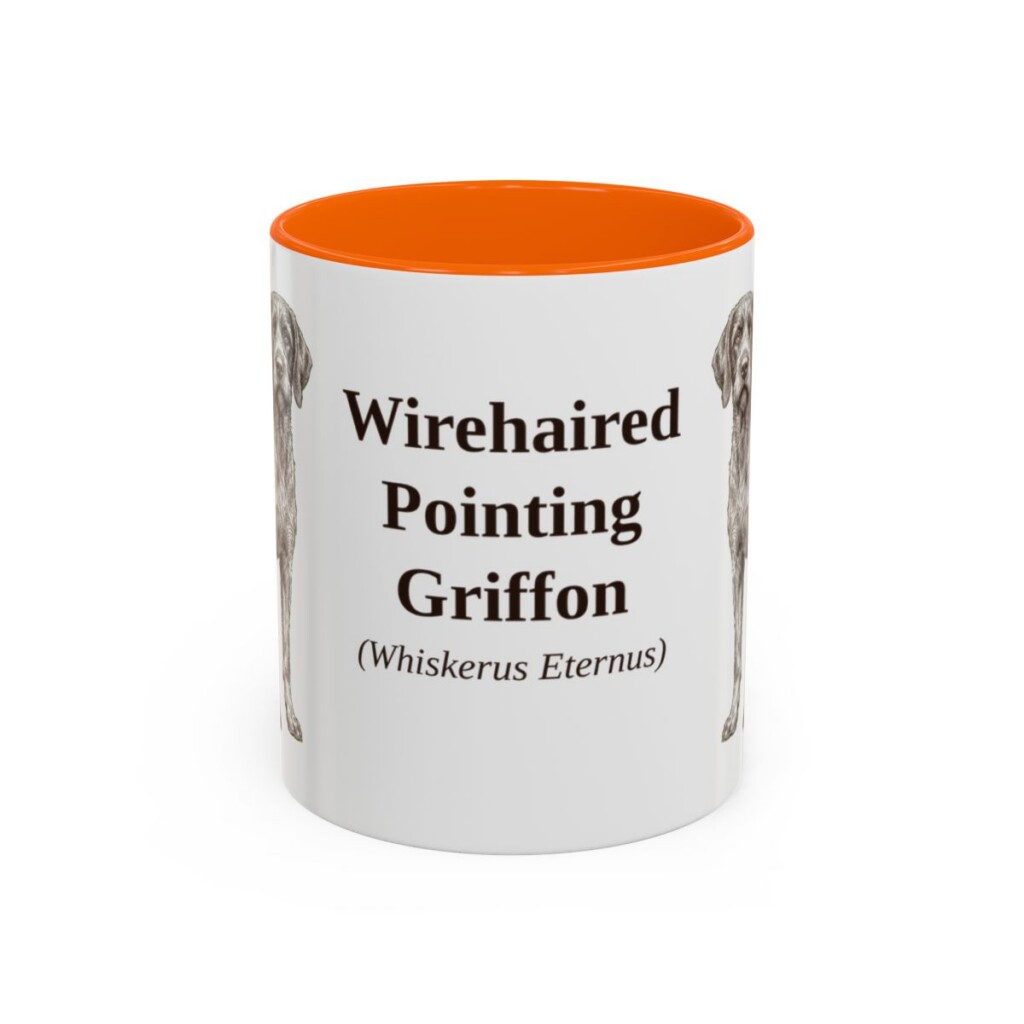 11oz Wirehaired Pointing Griffon Latin Mug, Orange, front view