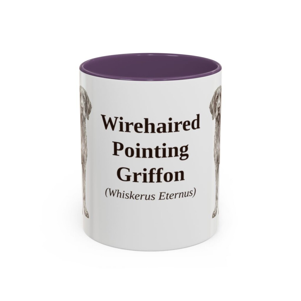 11oz Wirehaired Pointing Griffon Latin Mug, Purple, front view