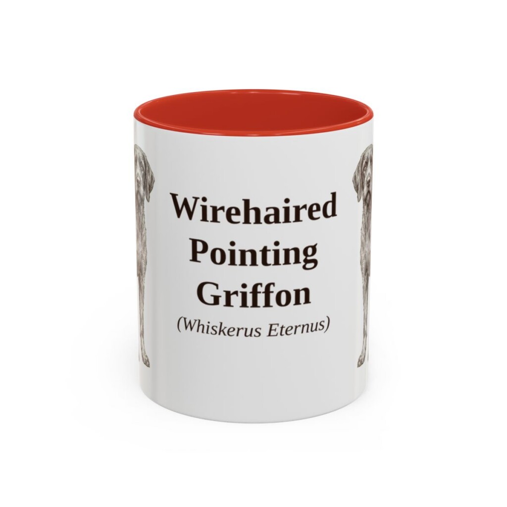 11oz Wirehaired Pointing Griffon Latin Mug, Red, front view