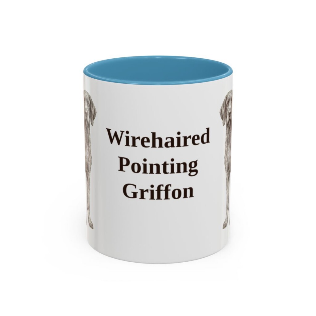 11oz Wirehaired Pointing Griffon Mug, Light Blue, front view