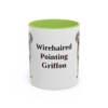 11oz Wirehaired Pointing Griffon Mug, Light Green, front view