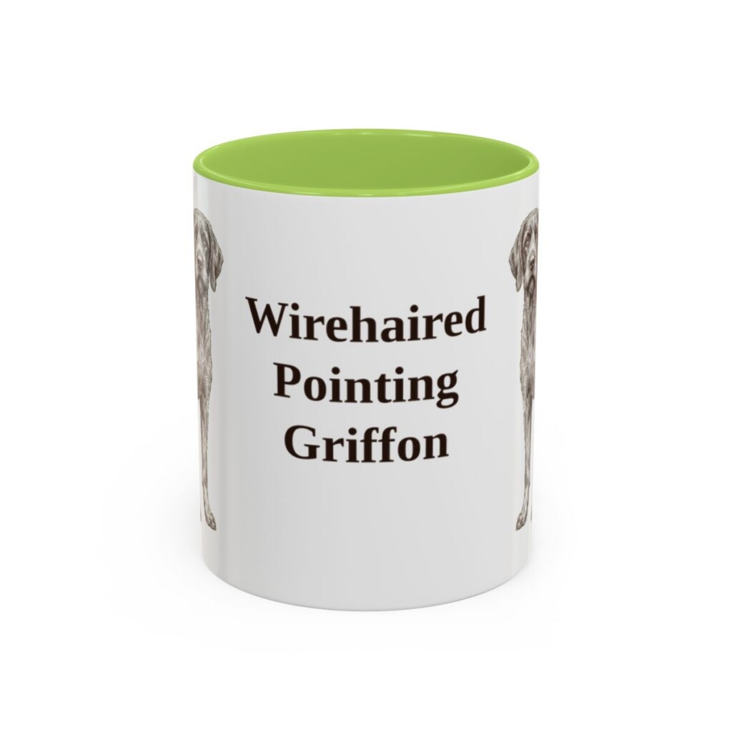 11oz Wirehaired Pointing Griffon Mug, Light Green, front view