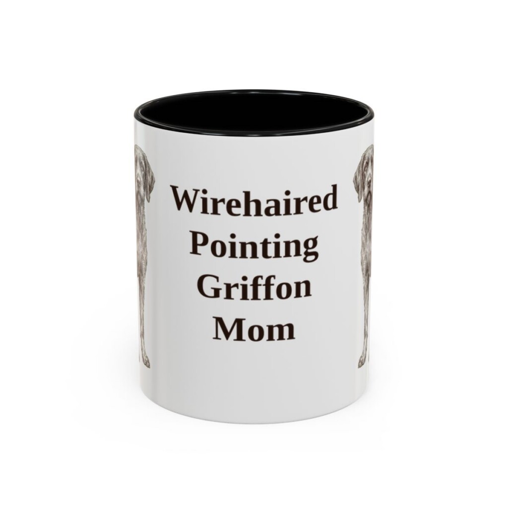 11oz Wirehaired Pointing Griffon Dog Mom Mug, Black, front view