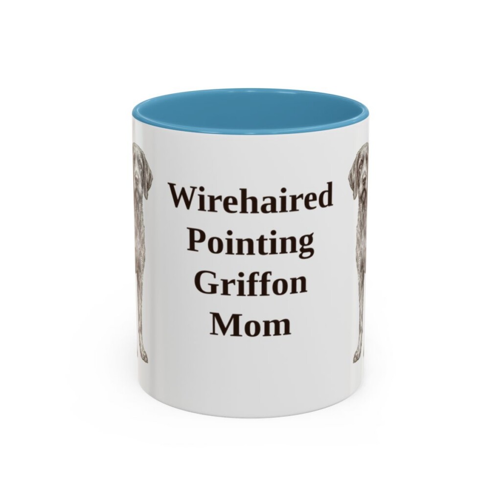 11oz Wirehaired Pointing Griffon Dog Mom Mug, Light Blue, front view