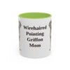11oz Wirehaired Pointing Griffon Dog Mom Mug, Light Green, front view