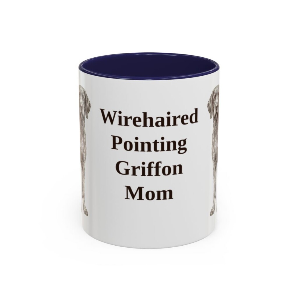 11oz Wirehaired Pointing Griffon Dog Mom Mug, Navy, front view