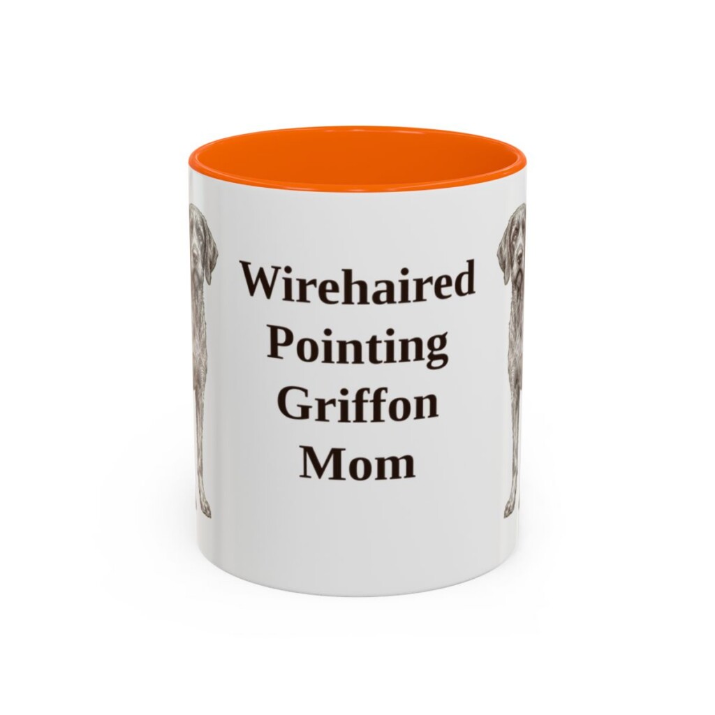 11oz Wirehaired Pointing Griffon Dog Mom Mug, Orange, front view