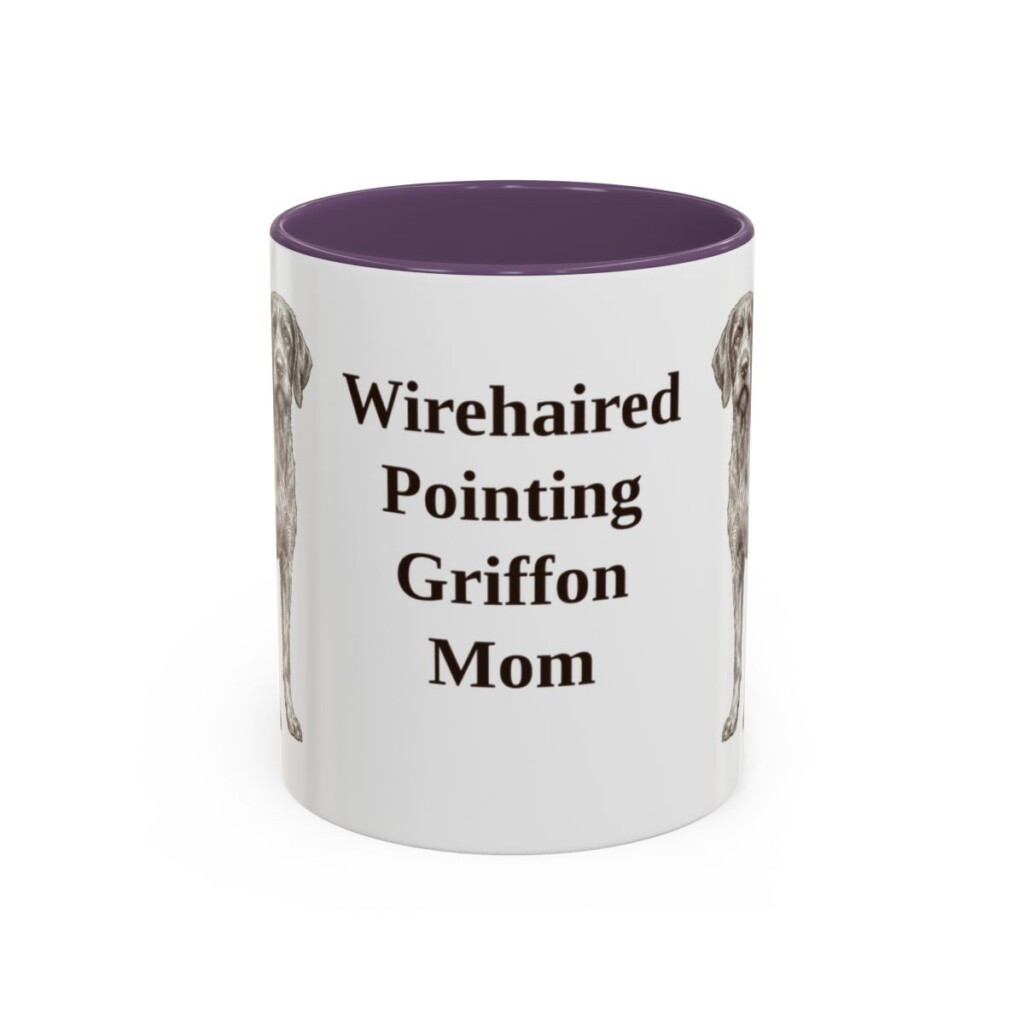 11oz Wirehaired Pointing Griffon Dog Mom Mug, Purple, front view
