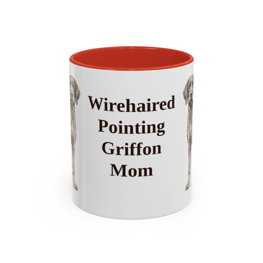 11oz Wirehaired Pointing Griffon Dog Mom Mug, Red, front view