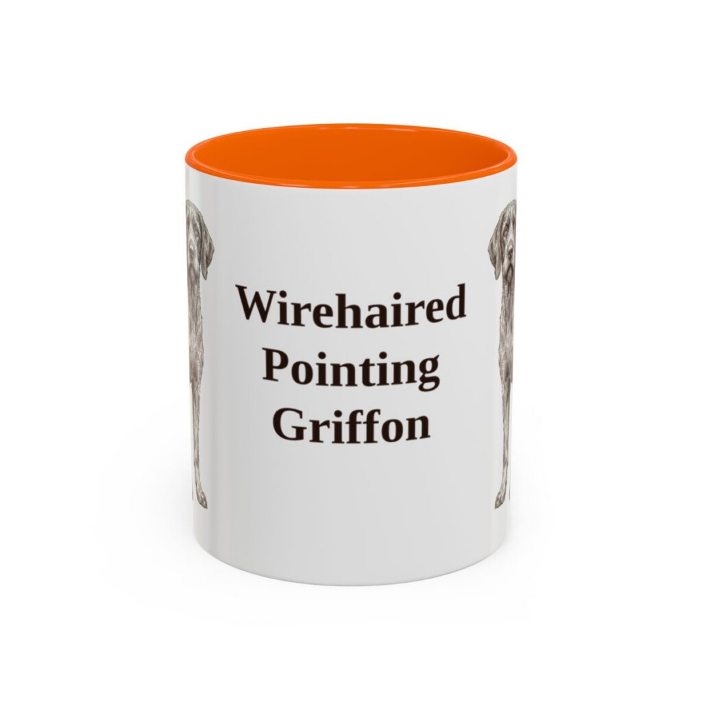 11oz Wirehaired Pointing Griffon Mug, Orange, front view