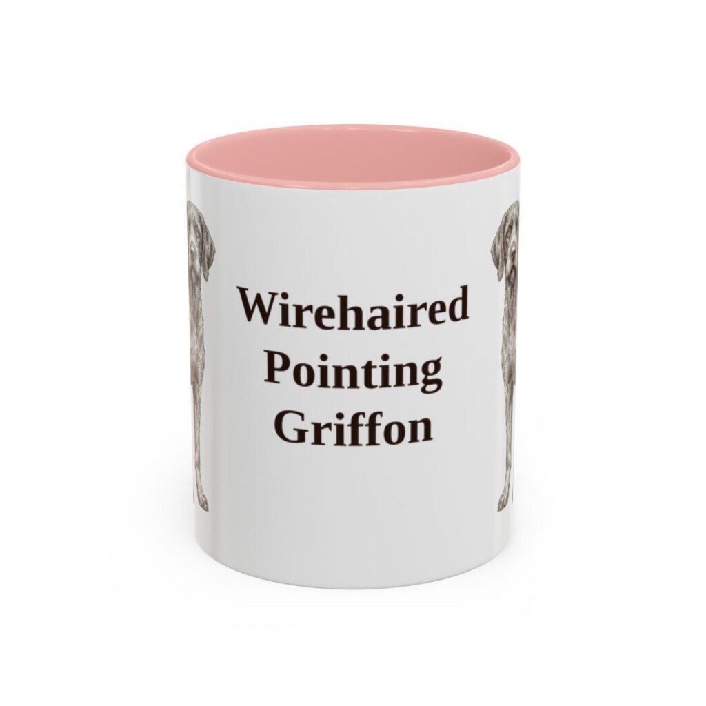 11oz Wirehaired Pointing Griffon Mug, Pink, front view