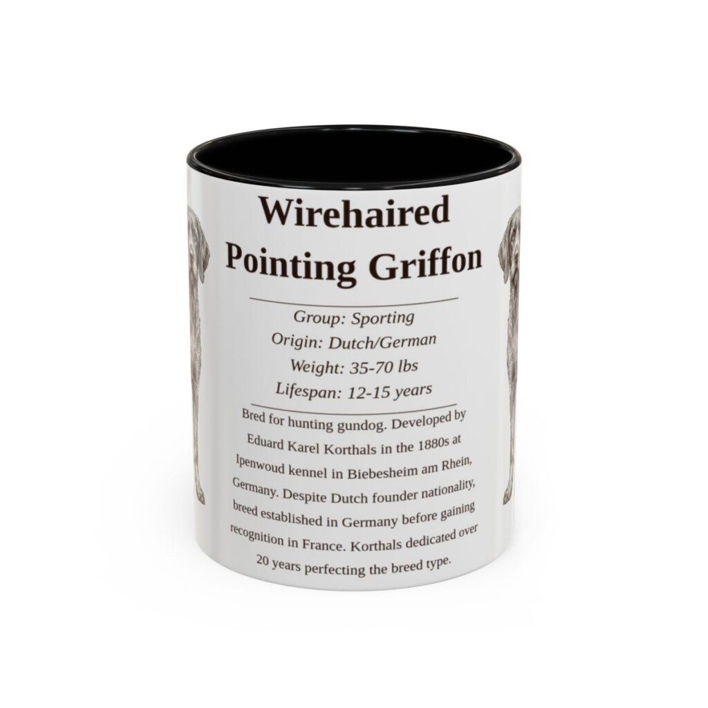 11oz Wirehaired Pointing Griffon Mug, Black, front view