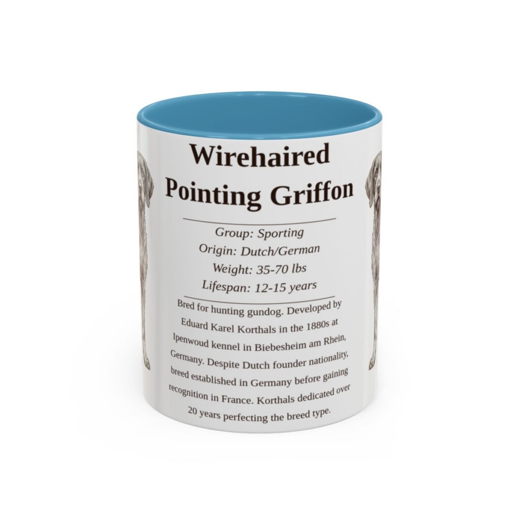 11oz Wirehaired Pointing Griffon Mug, Light Blue, front view