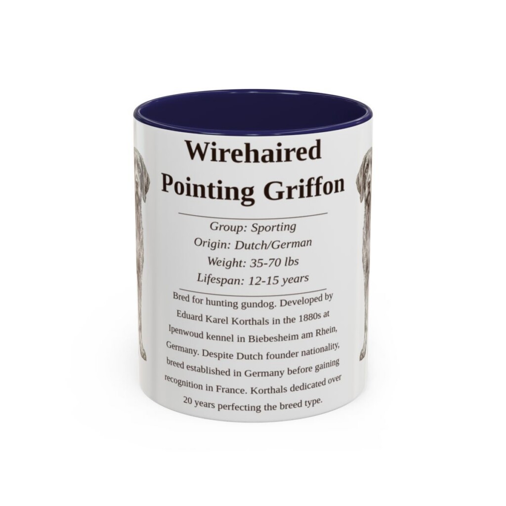 11oz Wirehaired Pointing Griffon Mug, Navy, front view