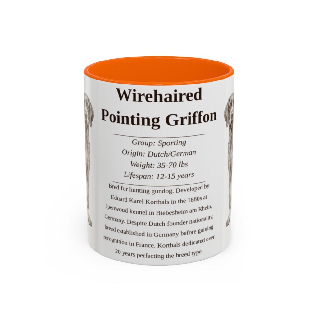 11oz Wirehaired Pointing Griffon Mug, Orange, front view