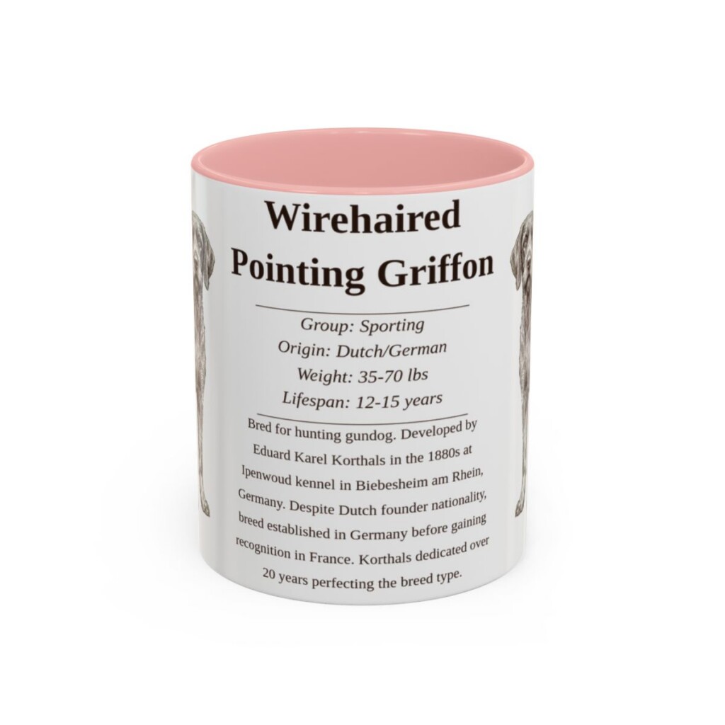 11oz Wirehaired Pointing Griffon Mug, Pink, front view