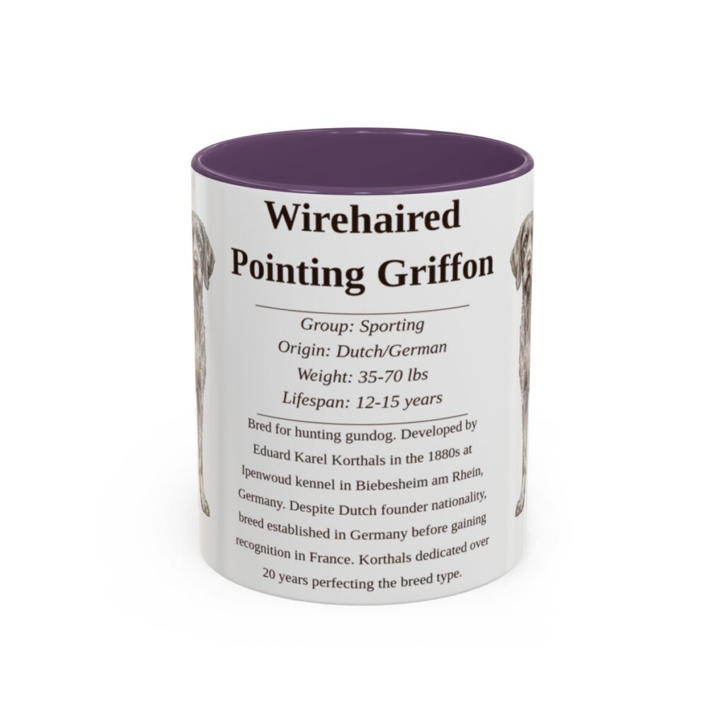 11oz Wirehaired Pointing Griffon Mug, Purple, front view