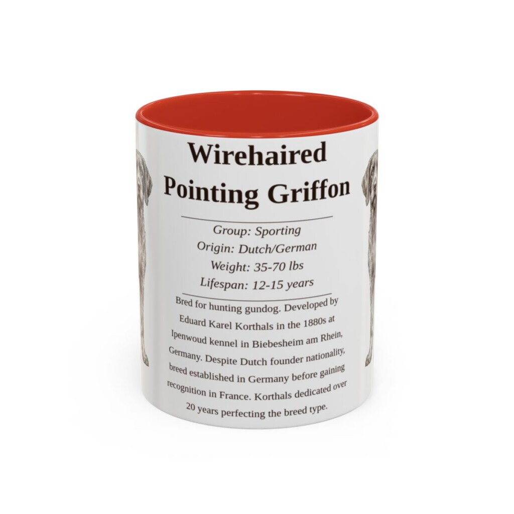 11oz Wirehaired Pointing Griffon Mug, Red, front view