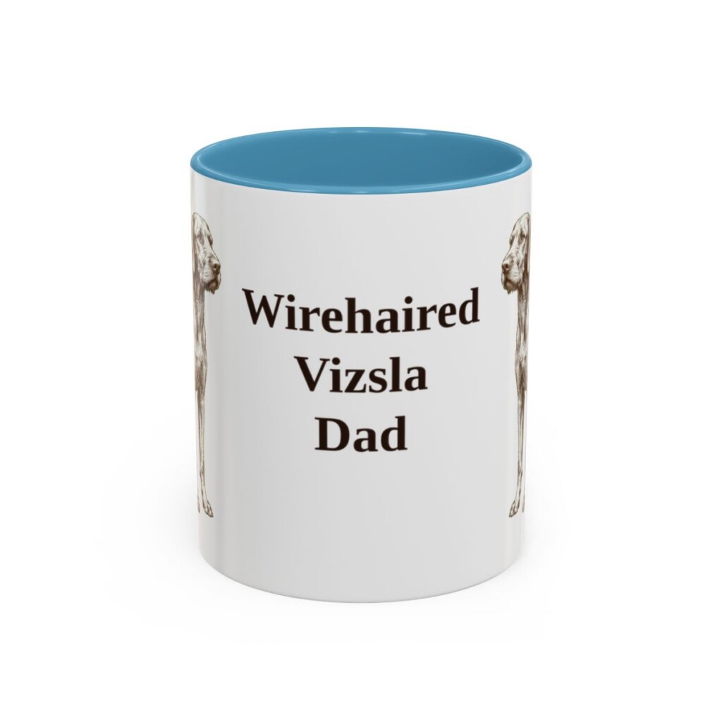 11oz Wirehaired Vizsla Dog Dad Mug, Light Blue, front view