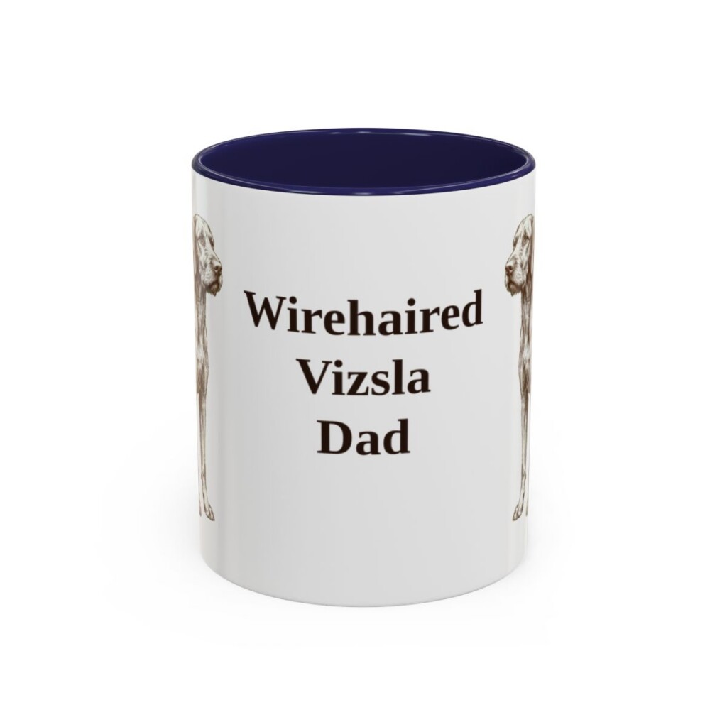 11oz Wirehaired Vizsla Dog Dad Mug, Navy, front view