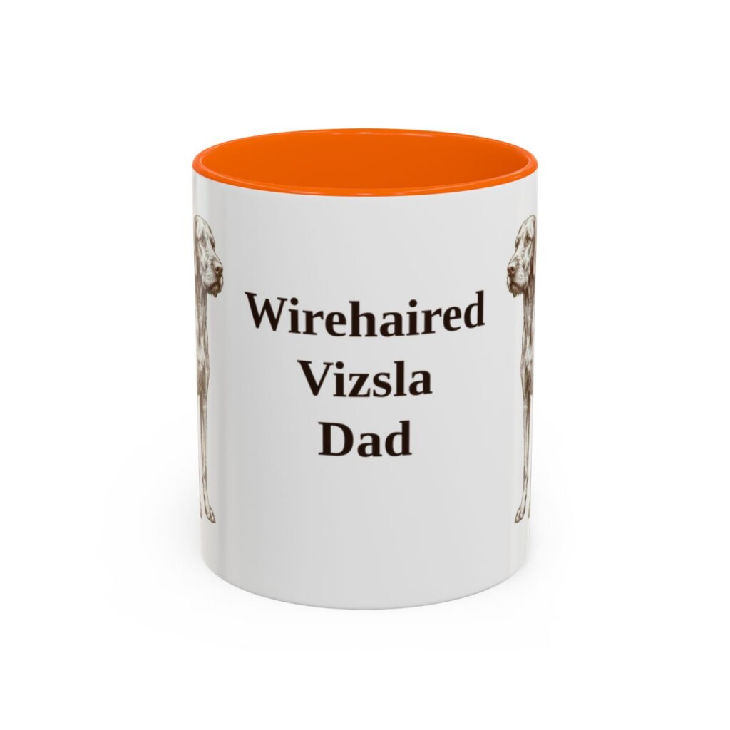 11oz Wirehaired Vizsla Dog Dad Mug, Orange, front view