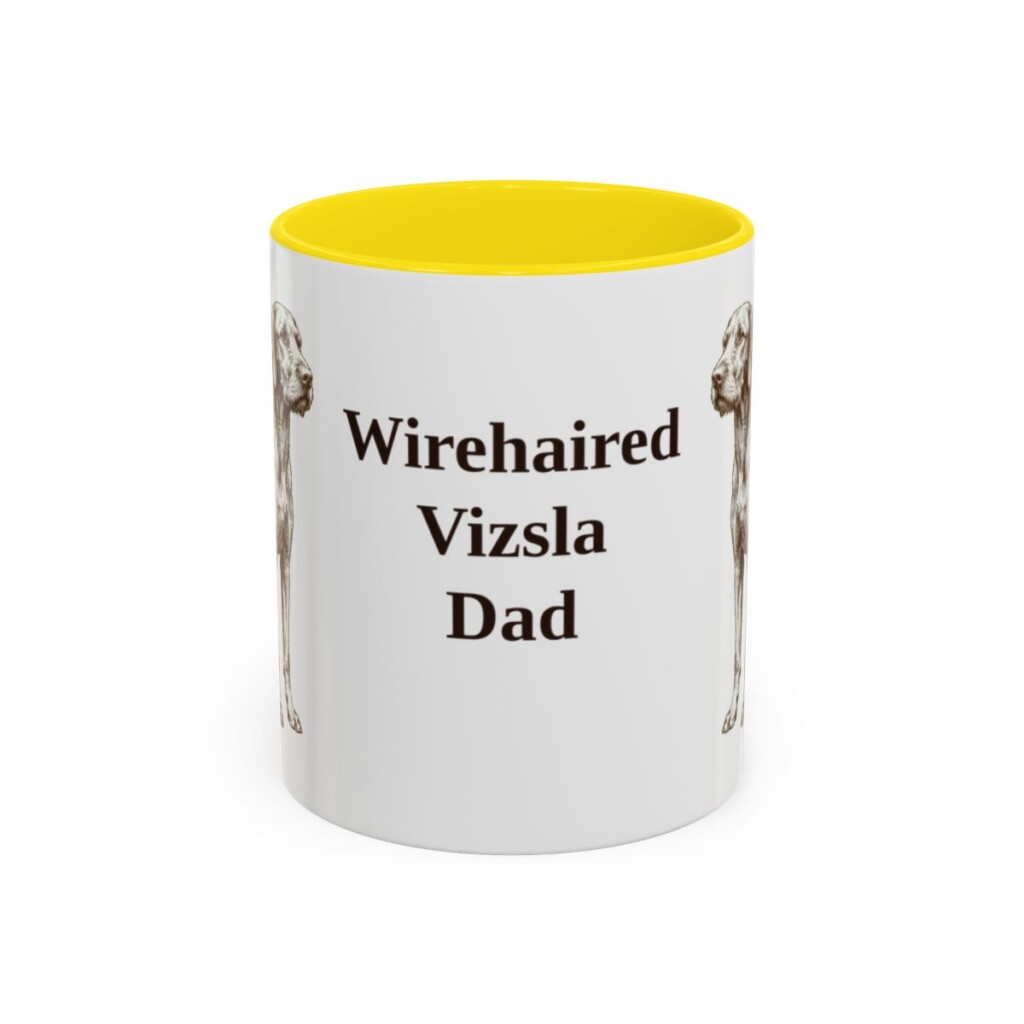 11oz Wirehaired Vizsla Dog Dad Mug, Yellow, front view