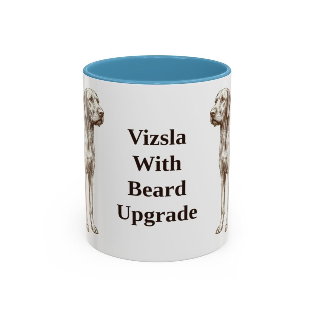 11oz Funny Wirehaired Vizsla Mug, Light Blue, front view