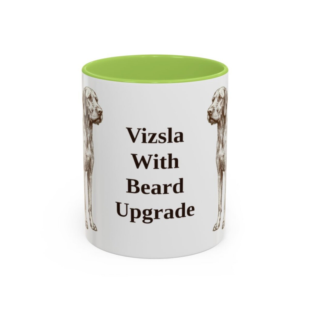 11oz Funny Wirehaired Vizsla Mug, Light Green, front view