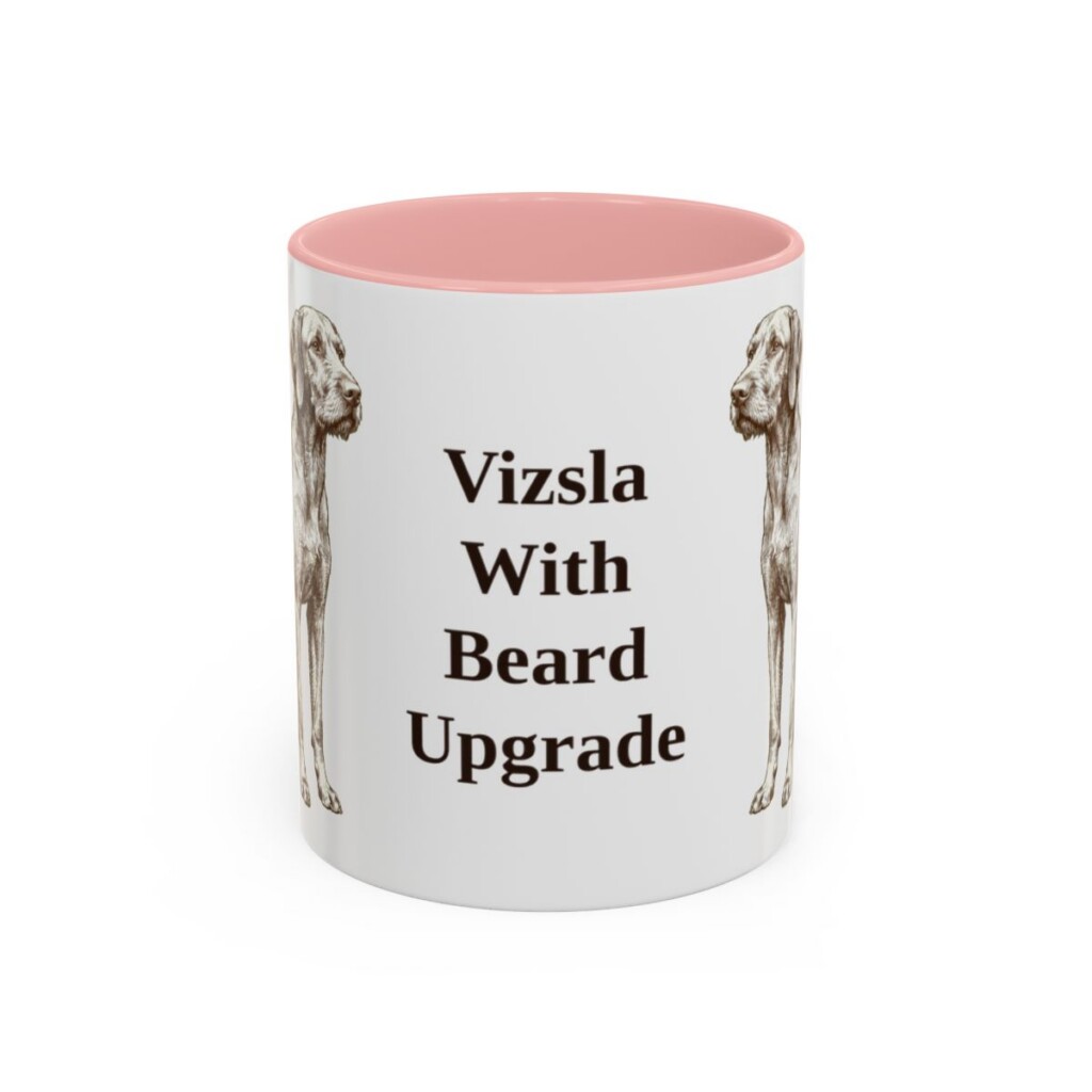 11oz Funny Wirehaired Vizsla Mug, Pink, front view
