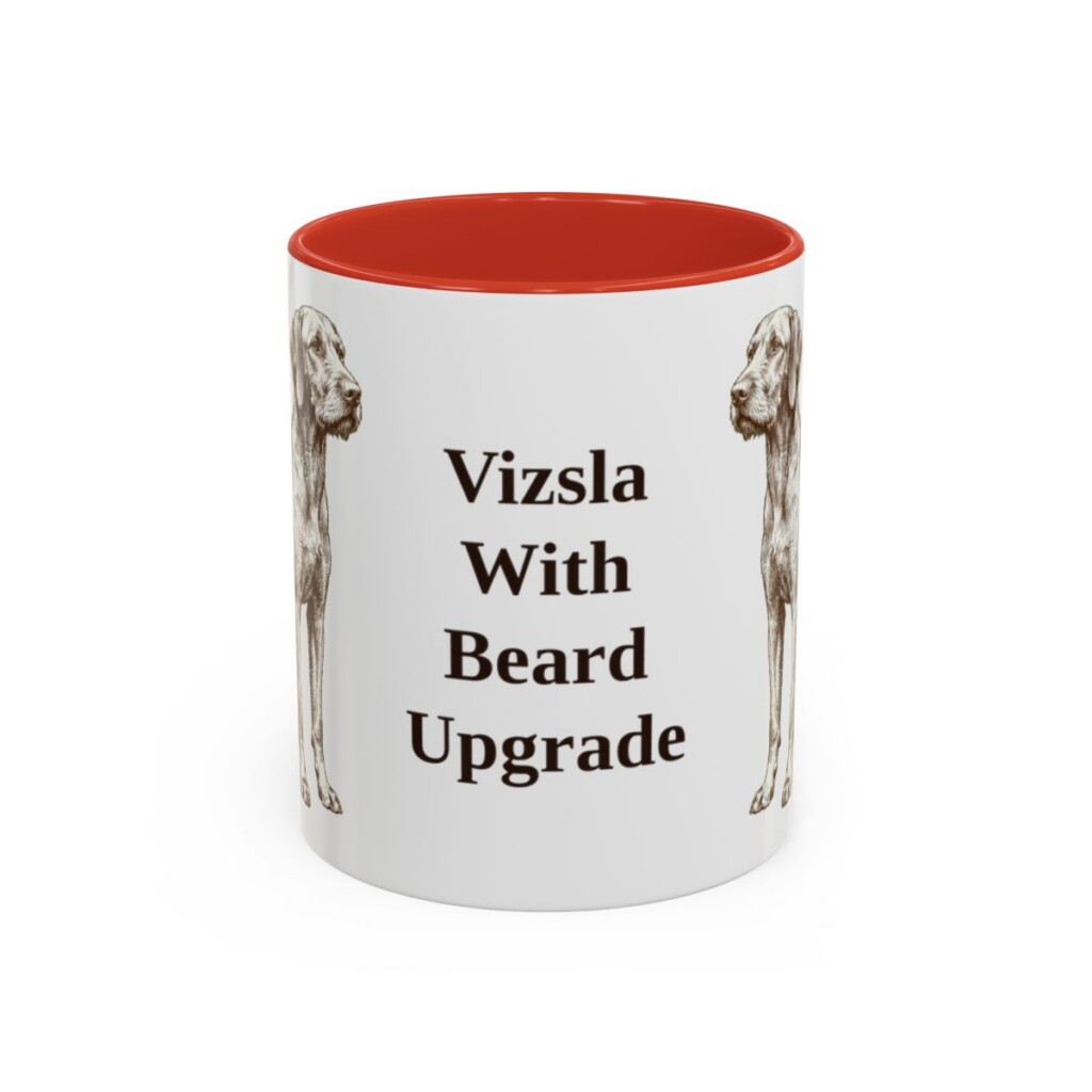 11oz Funny Wirehaired Vizsla Mug, Red, front view