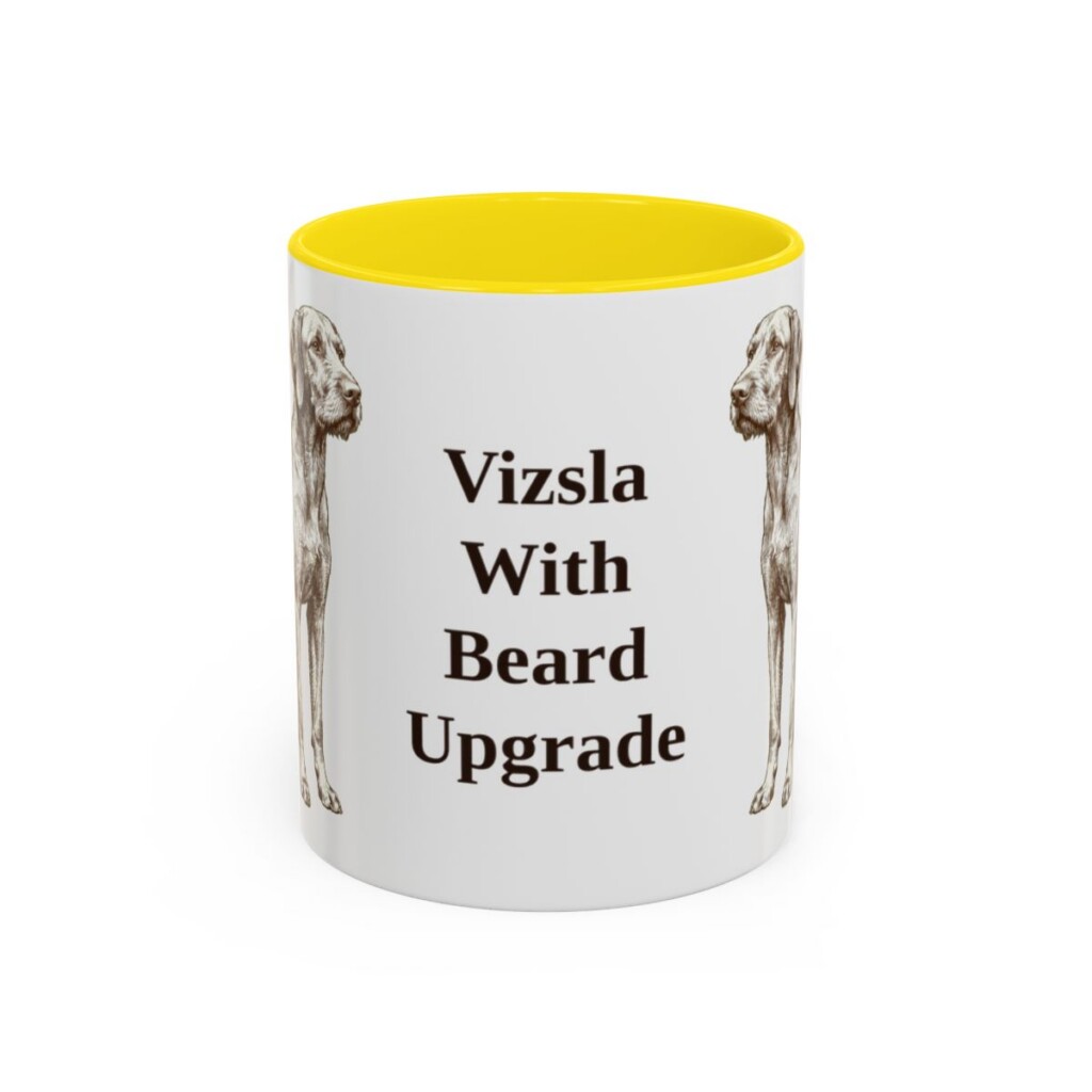 11oz Funny Wirehaired Vizsla Mug, Yellow, front view