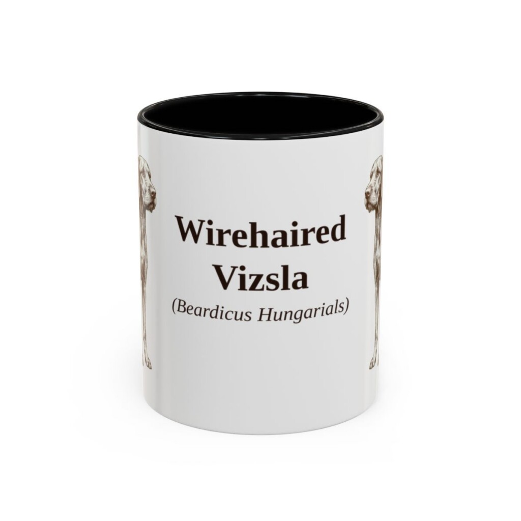 11oz Wirehaired Vizsla Latin Mug, Black, front view