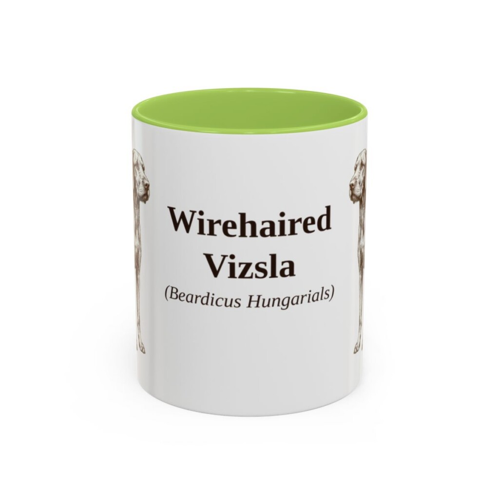 11oz Wirehaired Vizsla Latin Mug, Light Green, front view