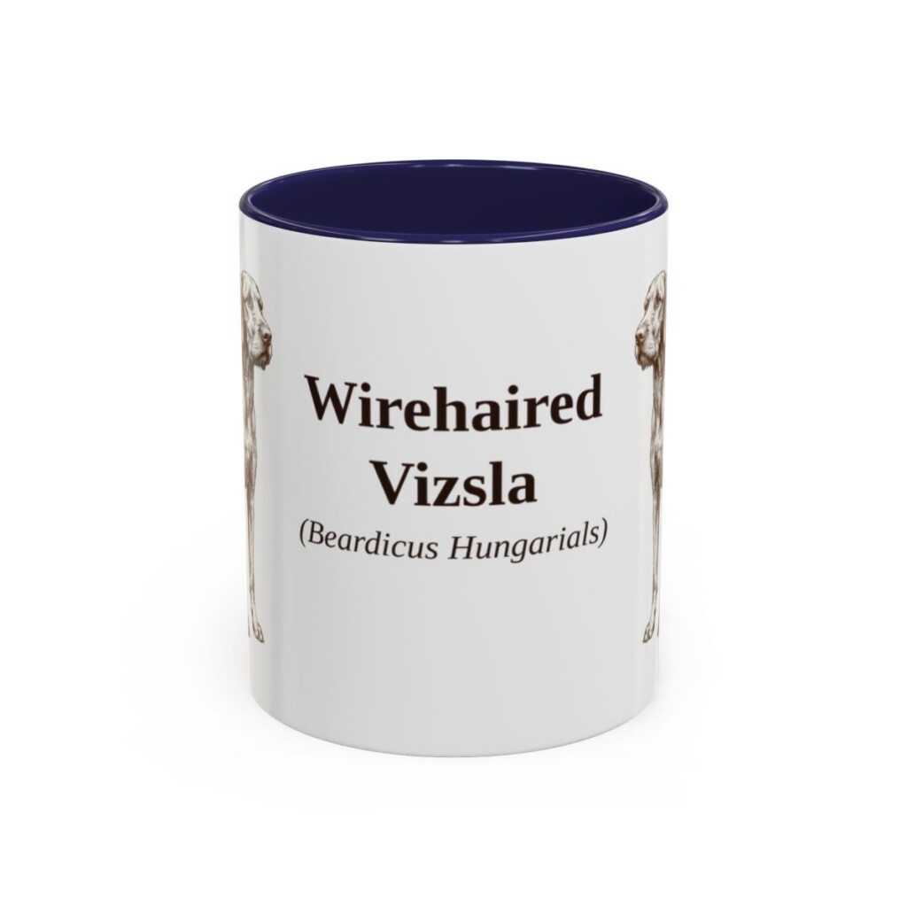 11oz Wirehaired Vizsla Latin Mug, Navy, front view