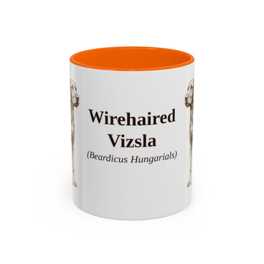 11oz Wirehaired Vizsla Latin Mug, Orange, front view