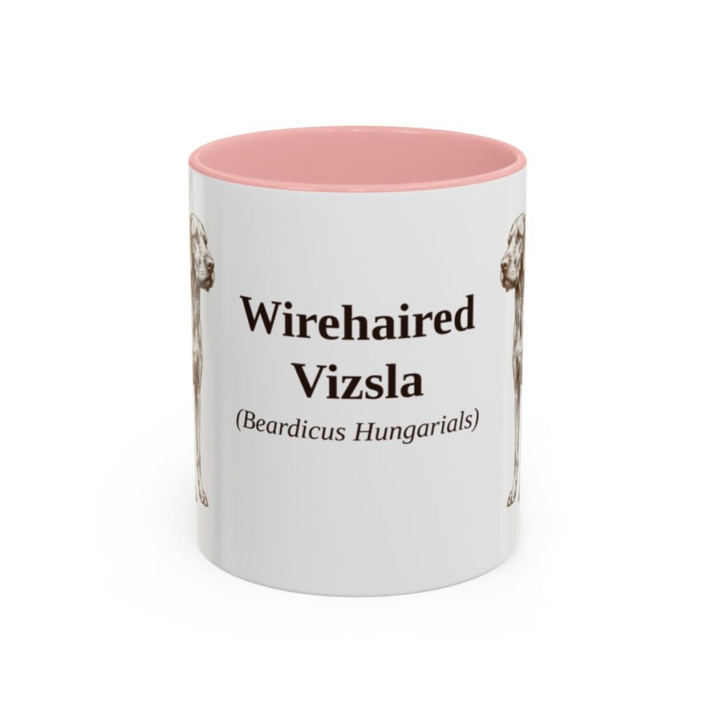 11oz Wirehaired Vizsla Latin Mug, Pink, front view