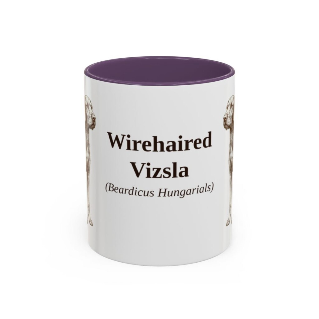 11oz Wirehaired Vizsla Latin Mug, Purple, front view
